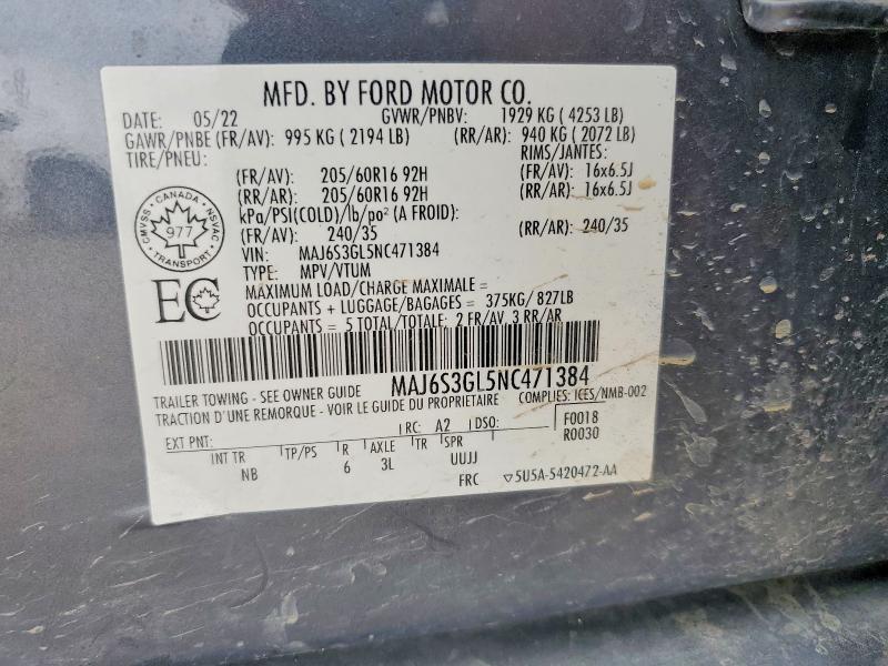 Продажа на аукционе авто 2022 Ford Ecosport, vin: MAJ6S3GL5NC471384, номер лота: 70717216