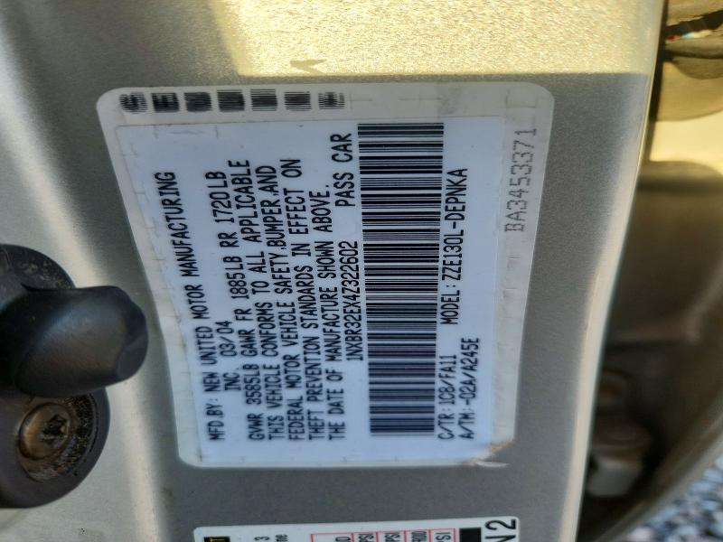 69604856 :رقم المزاد ، 1NXBR32EX4Z322602 vin ، 2004 Toyota Corolla مزاد بيع