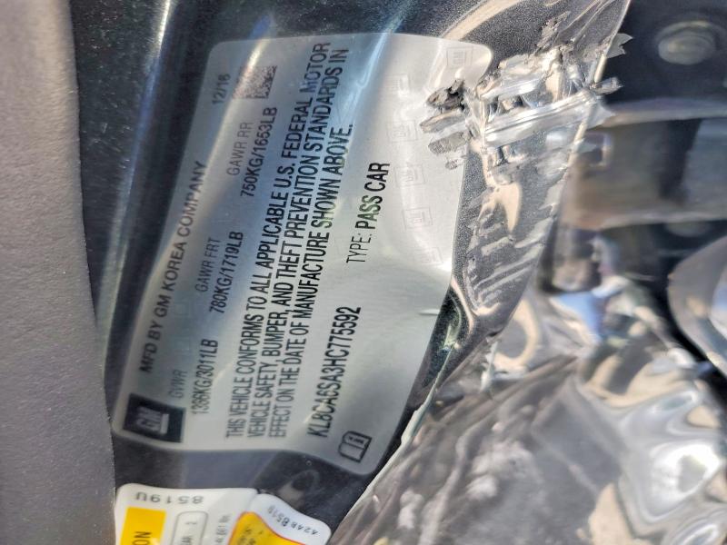 70439586 :رقم المزاد ، KL8CA6SA3HC775592 vin ، 2017 Chevrolet Spark مزاد بيع