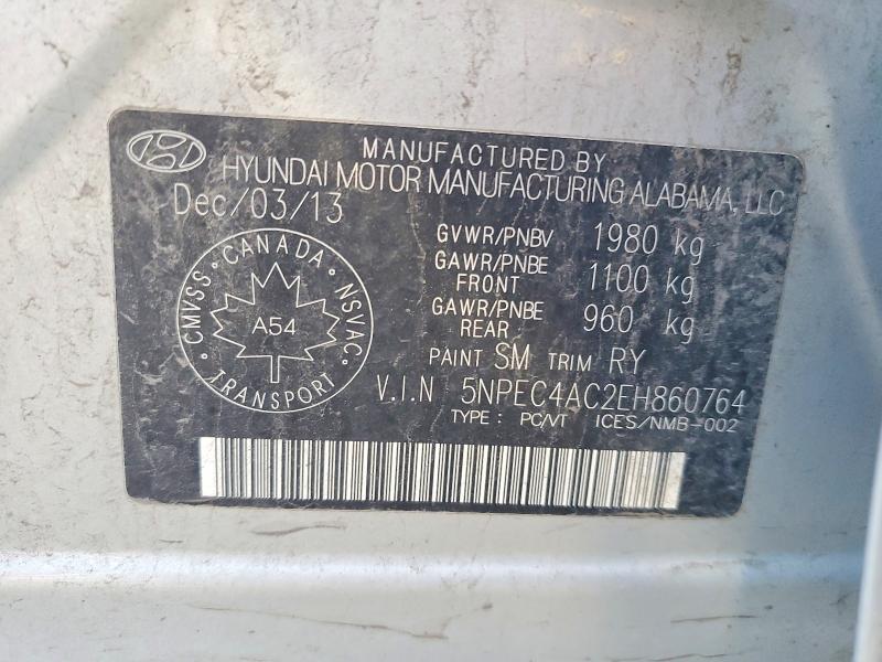 Aukcja sprzedaży 2014 Hyundai Sonata, vin: 5NPEC4AC2EH860764, numer aukcji: 68087256