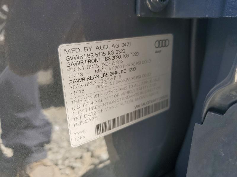 68168396 :رقم المزاد ، WA1AUCF36M1120536 vin ، 2021 Audi Q3 مزاد بيع