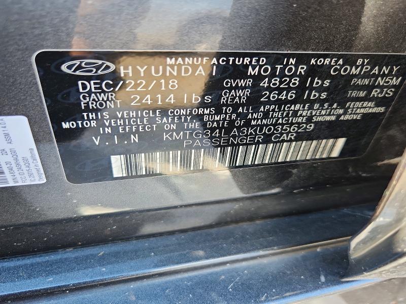 68998926 :رقم المزاد ، KMTG34LA3KU035629 vin ، 2019 Genesis G70 مزاد بيع