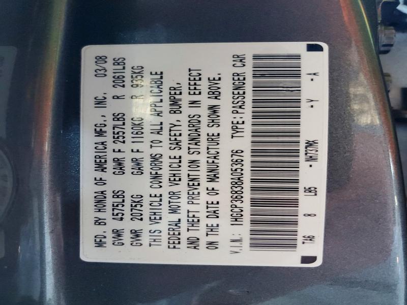 67924806 :رقم المزاد ، 1HGCP36838A053676 vin ، 2008 Honda Accord مزاد بيع