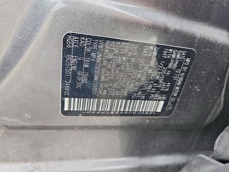2021 Nissan Rogue მანქანა იყიდება აუქციონზე, vin: JN8AT3CB5MW239951, აუქციონის ნომერი: 69499376