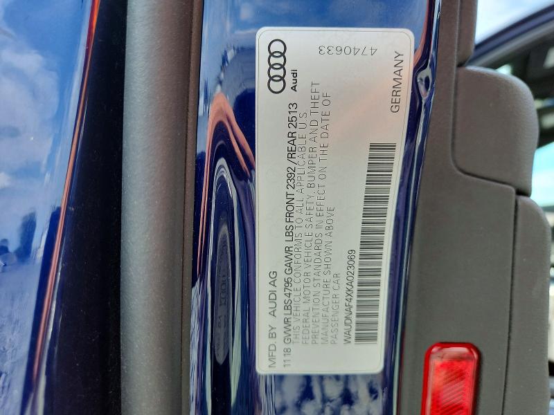 Aukcja sprzedaży 2019 Audi A4, vin: WAUDNAF4XKA023069, numer aukcji: 68221426