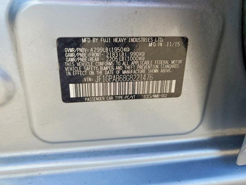 Продаж на аукціоні авто 2016 Subaru Impreza, vin: JF1GPAB68G8221476, номер лоту: 68098326