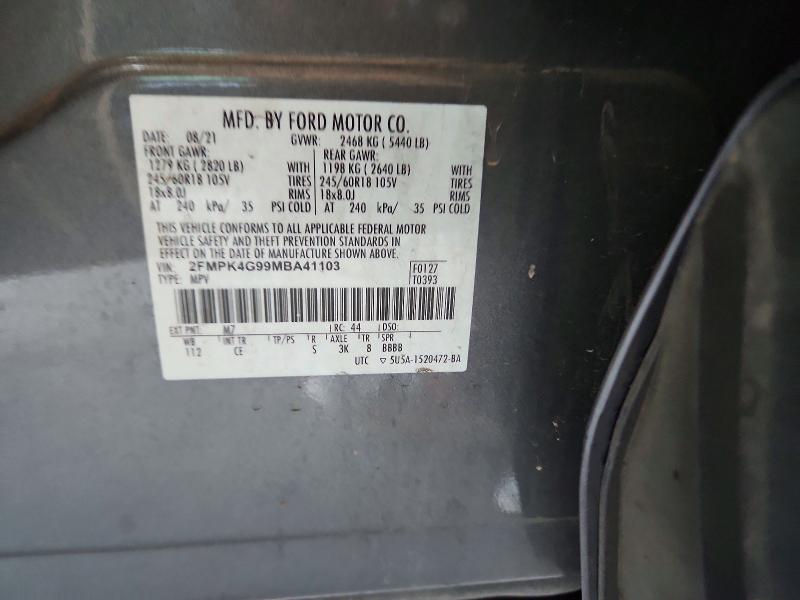 2021 Ford Edge მანქანა იყიდება აუქციონზე, vin: 2FMPK4G99MBA41103, აუქციონის ნომერი: 70339036