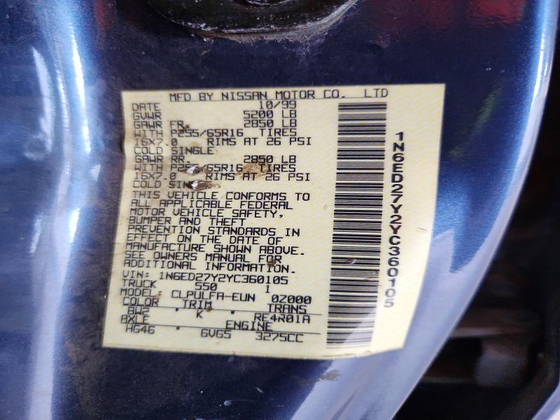 2000 Nissan Frontier მანქანა იყიდება აუქციონზე, vin: 1N6ED27Y2YC360105, აუქციონის ნომერი: 69244726