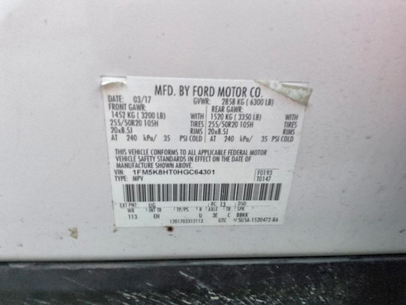 Продаж на аукціоні авто 2017 Ford Explorer, vin: 1FM5K8HT0HGC64301, номер лоту: 69589746