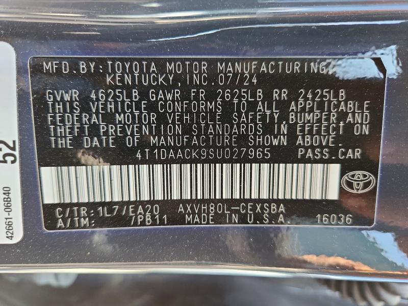 69443236 :رقم المزاد ، 4T1DAACK9SU027965 vin ، 2025 Toyota Camry مزاد بيع