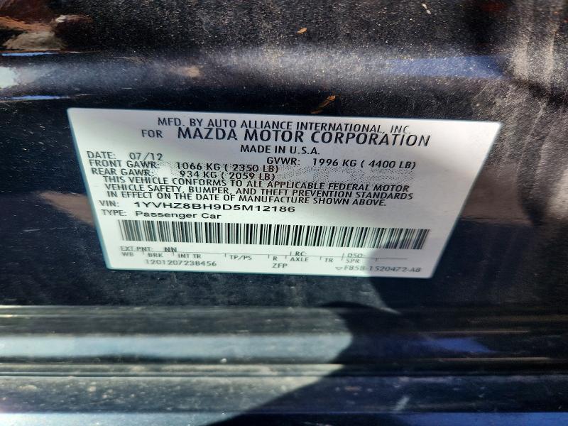 70325856 :رقم المزاد ، 1YVHZ8BH9D5M12186 vin ، 2013 Mazda 6 مزاد بيع
