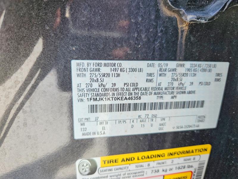 Продаж на аукціоні авто 2019 Ford Expedition, vin: 1FMJK1KT0KEA46358, номер лоту: 67451586