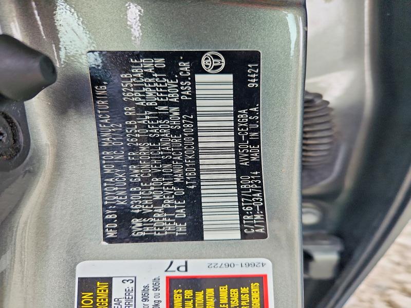 Aukcja sprzedaży 2012 Toyota Camry Hybrid, vin: 4T1BD1FK0CU010872, numer aukcji: 71072626