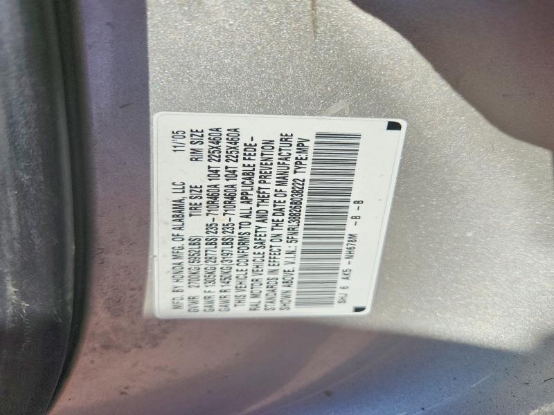 67442376 :رقم المزاد ، 5FNRL38826B038222 vin ، 2006 Honda Odyssey مزاد بيع