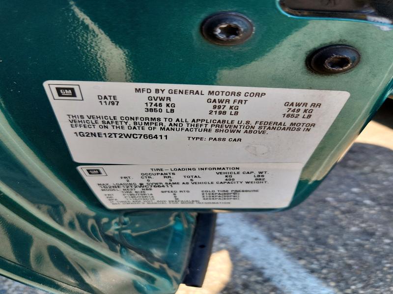 1998 Pontiac Grand Am მანქანა იყიდება აუქციონზე, vin: 1G2NE12T2WC766411, აუქციონის ნომერი: 67256796