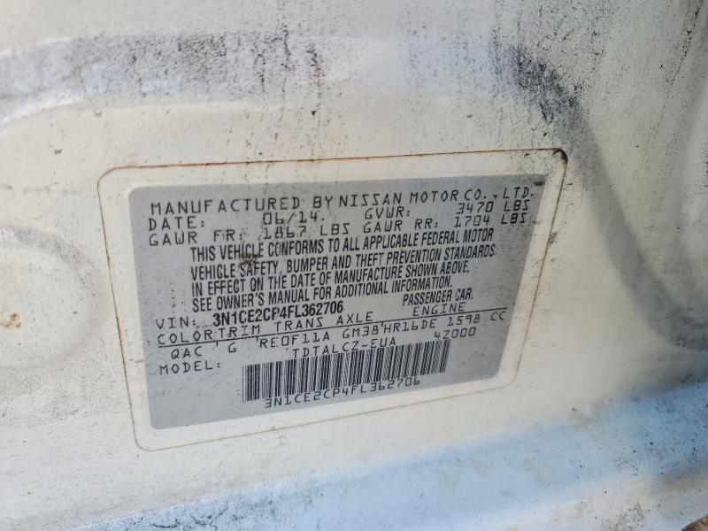 67544656 :رقم المزاد ، 3N1CE2CP4FL362706 vin ، 2015 Nissan Versa Note مزاد بيع