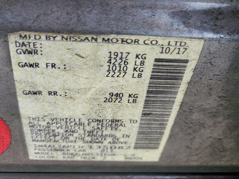 2018 Nissan Altima მანქანა იყიდება აუქციონზე, vin: 1N4AL3AP1JC135082, აუქციონის ნომერი: 67635846