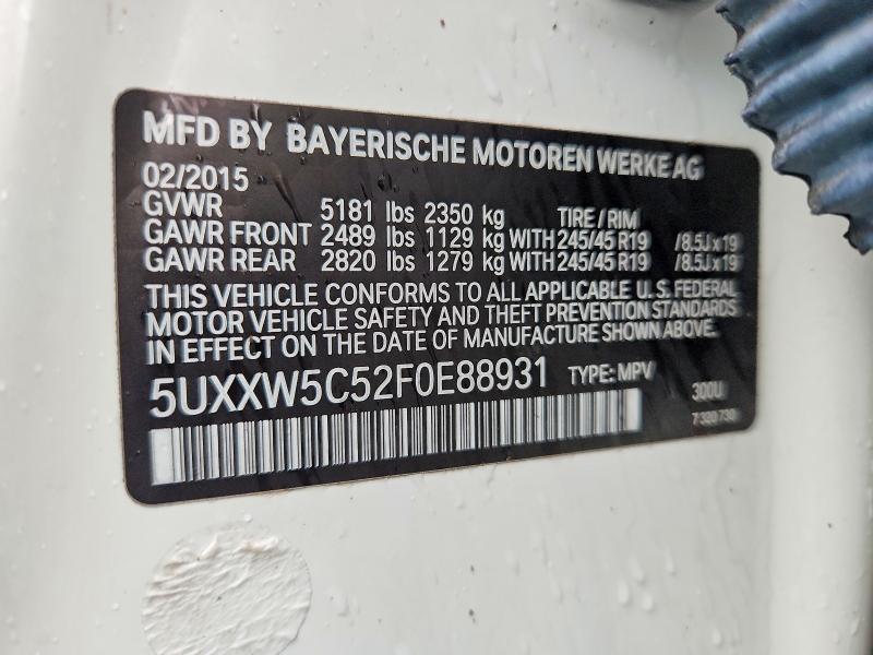69229196 :رقم المزاد ، 5UXXW5C52F0E88931 vin ، 2015 Bmw X4 مزاد بيع
