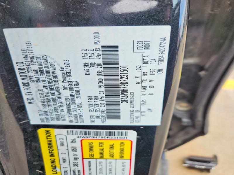2013 Ford Fusion მანქანა იყიდება აუქციონზე, vin: 3FA6P0H79DR231501, აუქციონის ნომერი: 69854156