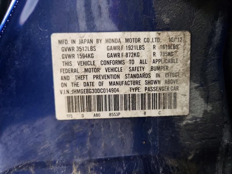 Aukcja sprzedaży 2013 Honda Fit, vin: JHMGE8G30DC014904, numer aukcji: 70692876