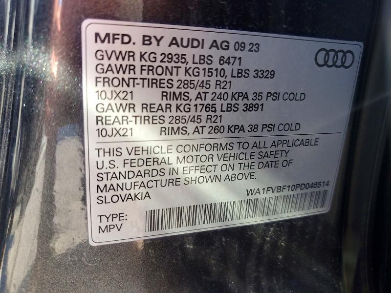 Aukcja sprzedaży 2023 Audi Q8, vin: WA1FVBF10PD046514, numer aukcji: 67164876