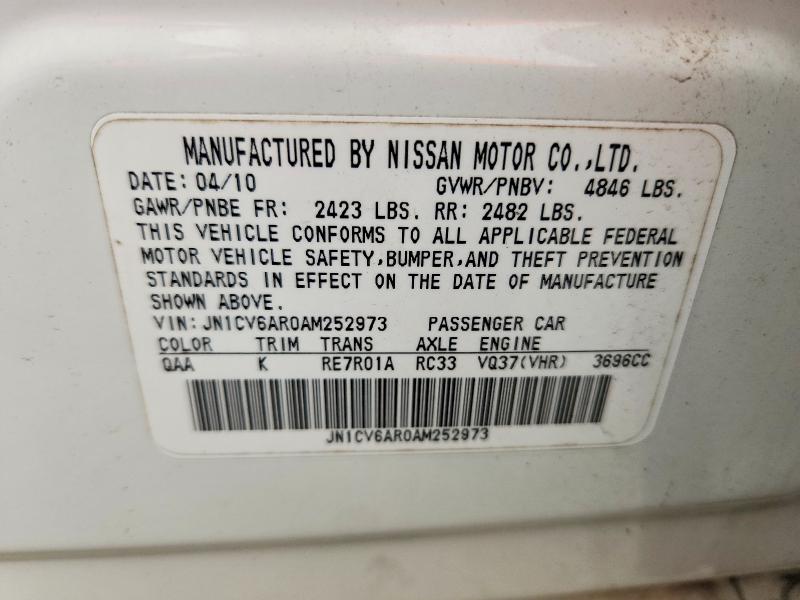 Aukcja sprzedaży 2010 Infiniti G37 Sedan, vin: JN1CV6AR0AM252973, numer aukcji: 67589696