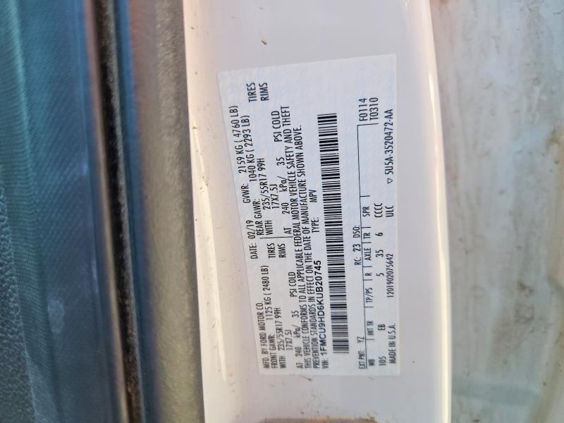 Aukcja sprzedaży 2019 Ford Escape, vin: 1FMCU9HD6KUB20745, numer aukcji: 68843506