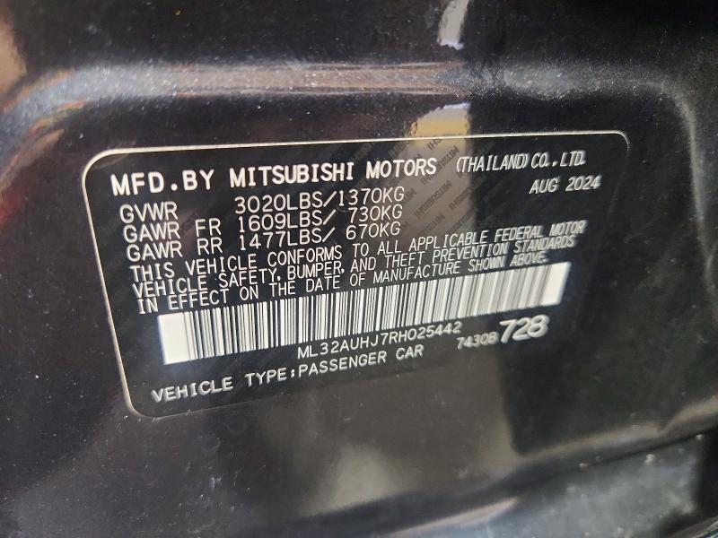 Продажа на аукционе авто 2024 Mitsubishi Mirage, vin: ML32AUHJ7RH025442, номер лота: 69502436