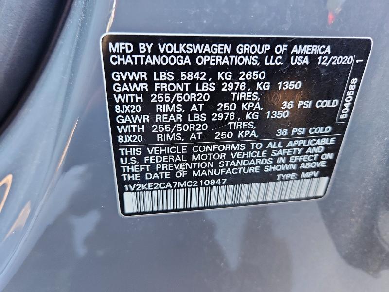 Aukcja sprzedaży 2021 Volkswagen Atlas Cross Sport, vin: 1V2KE2CA7MC210947, numer aukcji: 69250476