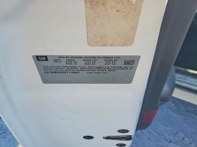 70975056 :رقم المزاد ، 2G1WB5E32E1113862 vin ، 2014 Chevrolet Impala Limited مزاد بيع