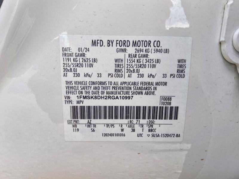 Aukcja sprzedaży 2024 Ford Explorer, vin: 1FMSK8DH2RGA10997, numer aukcji: 68085076