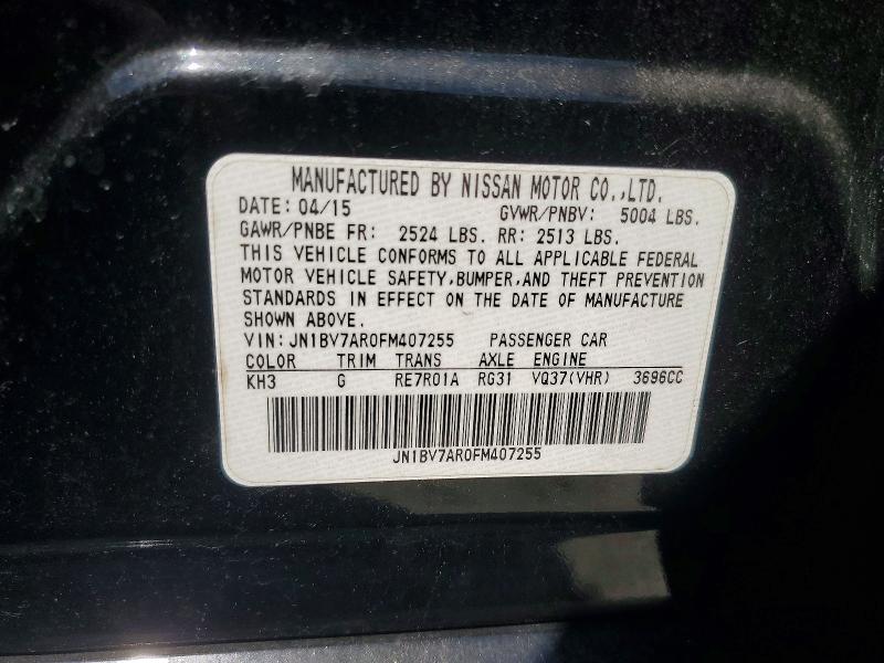 Aukcja sprzedaży 2015 Infiniti Q50, vin: JN1BV7AR0FM407255, numer aukcji: 66795746
