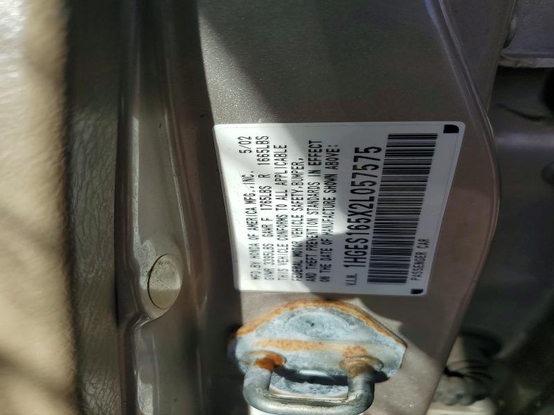 Aukcja sprzedaży 2002 Honda Civic, vin: 1HGES165X2L057575, numer aukcji: 70240796