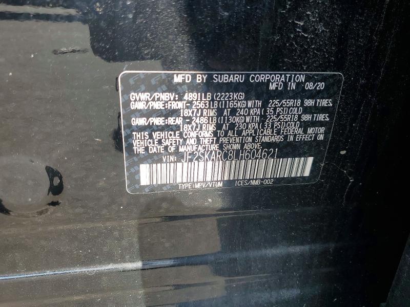 68805246 :رقم المزاد ، JF2SKARC8LH604621 vin ، 2020 Subaru Forester مزاد بيع