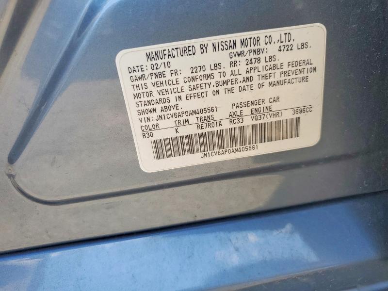Продажа на аукционе авто 2010 Infiniti G37 Sedan, vin: JN1CV6AP0AM405561, номер лота: 70821276