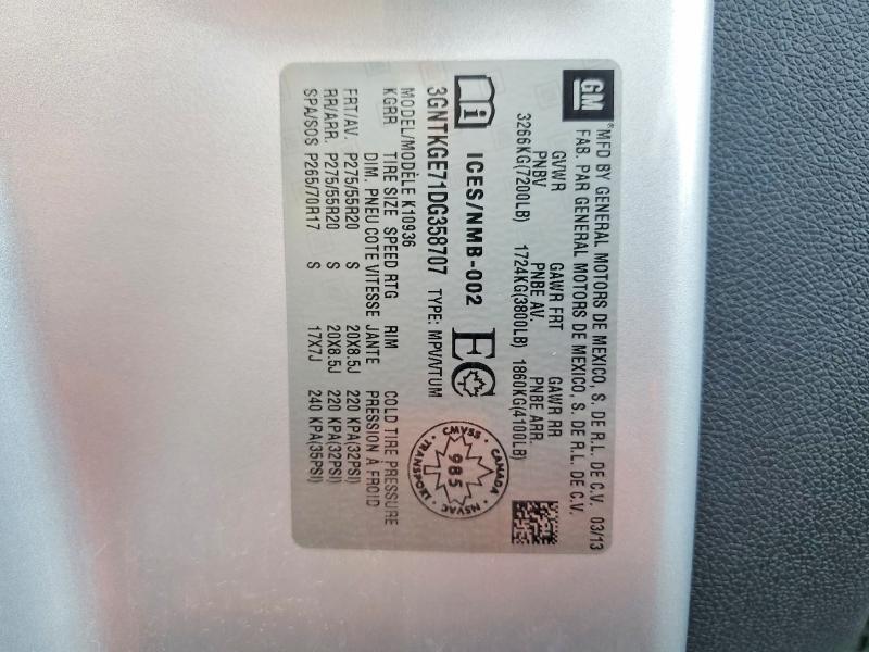 70233506 :رقم المزاد ، 3GNTKGE71DG358707 vin ، 2013 Chevrolet Avalanche مزاد بيع