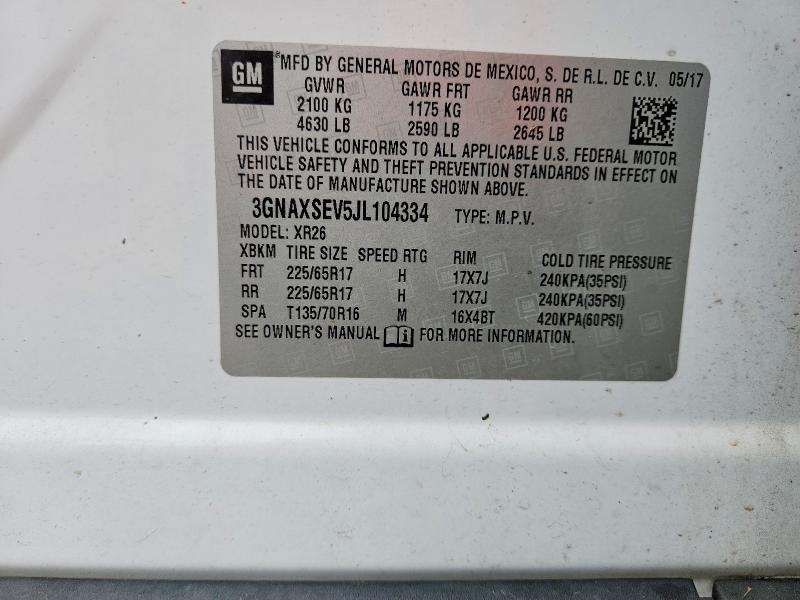 68330996 :رقم المزاد ، 3GNAXSEV5JL104334 vin ، 2018 Chevrolet Equinox مزاد بيع