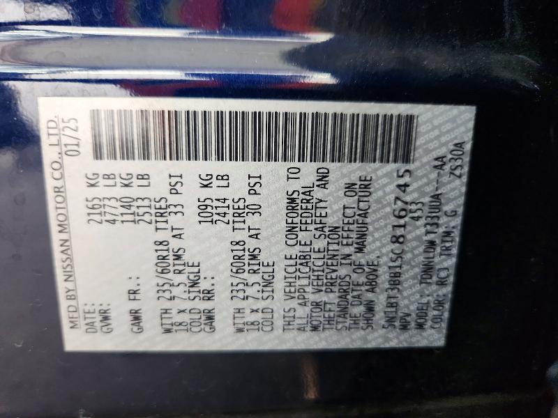 69309996 :رقم المزاد ، 5N1BT3BB1SC816745 vin ، 2025 Nissan Rogue مزاد بيع