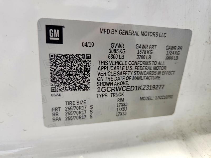 Продажа на аукционе авто 2019 Chevrolet Silverado, vin: 1GCRWCED1KZ319277, номер лота: 70358496