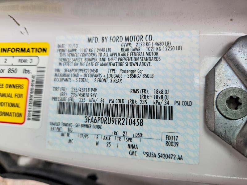 2014 Ford Fusion მანქანა იყიდება აუქციონზე, vin: 3FA6P0RU9ER210458, აუქციონის ნომერი: 66957836