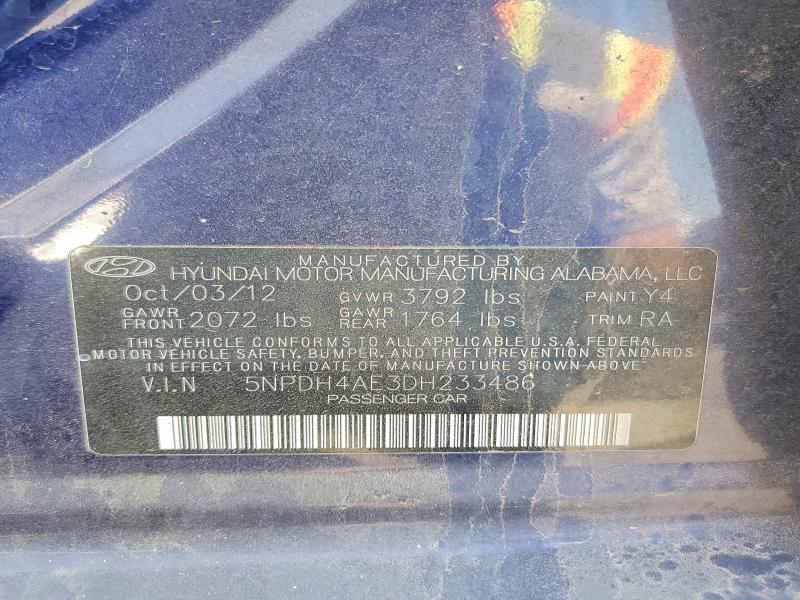 Aukcja sprzedaży 2013 Hyundai Elantra, vin: 5NPDH4AE3DH233486, numer aukcji: 69828556