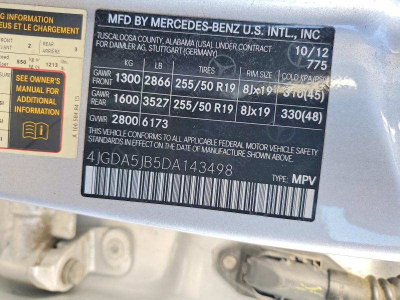 Продаж на аукціоні авто 2013 Mercedes-benz Ml, vin: 4JGDA5JB5DA143498, номер лоту: 67895636