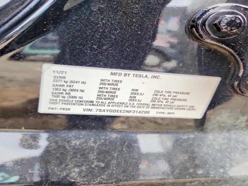 Продаж на аукціоні авто 2022 Tesla Model Y, vin: 7SAYGDEE2NF314299, номер лоту: 69087826