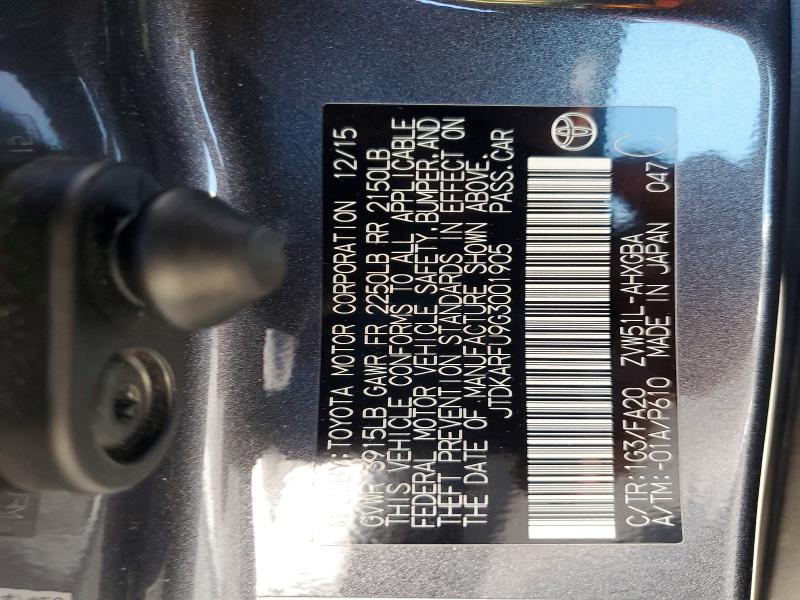 68185026 :رقم المزاد ، JTDKARFU9G3001905 vin ، 2016 Toyota Prius مزاد بيع