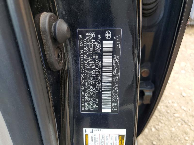 Aukcja sprzedaży 2009 Toyota Corolla, vin: JTDBL40E59J043601, numer aukcji: 70068526