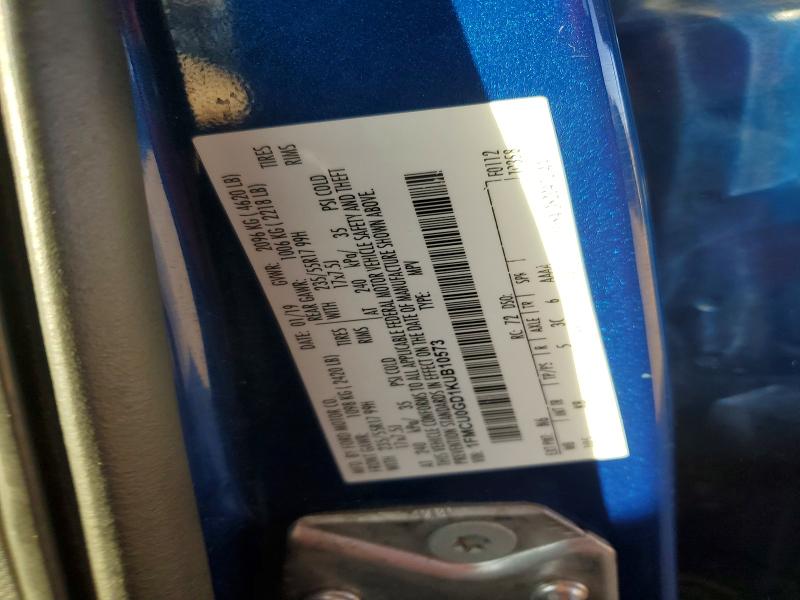 2019 Ford Escape მანქანა იყიდება აუქციონზე, vin: 1FMCU0GD1KUB10573, აუქციონის ნომერი: 70714366