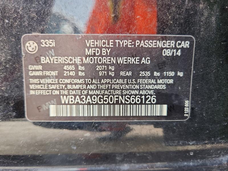 Aukcja sprzedaży 2015 Bmw 335, vin: WBA3A9G50FNS66126, numer aukcji: 68331266