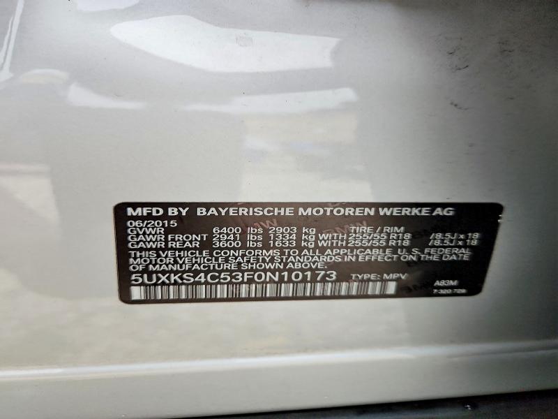 68937156 :رقم المزاد ، 5UXKS4C53F0N10173 vin ، 2015 Bmw X5 مزاد بيع