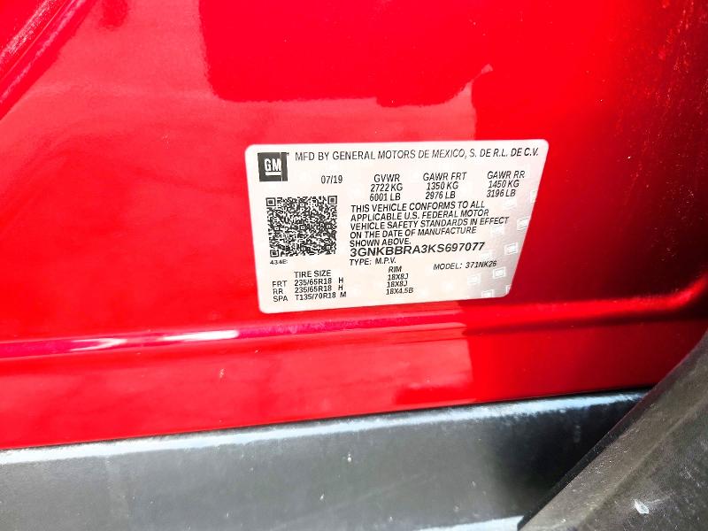 2019 Chevrolet Blazer მანქანა იყიდება აუქციონზე, vin: 3GNKBBRA3KS697077, აუქციონის ნომერი: 70843056