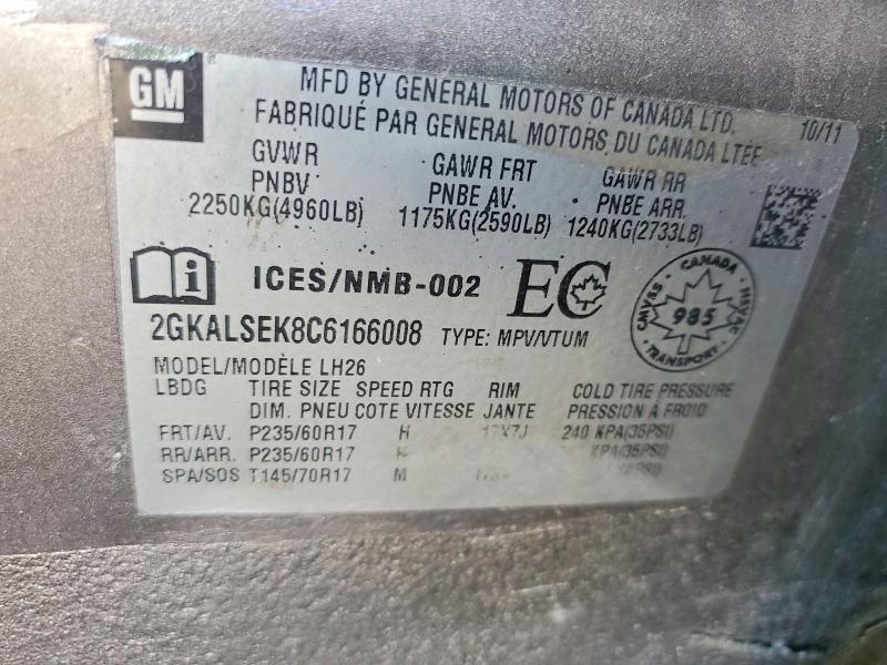 2012 Gmc Terrain მანქანა იყიდება აუქციონზე, vin: 2GKALSEK8C6166008, აუქციონის ნომერი: 66571256